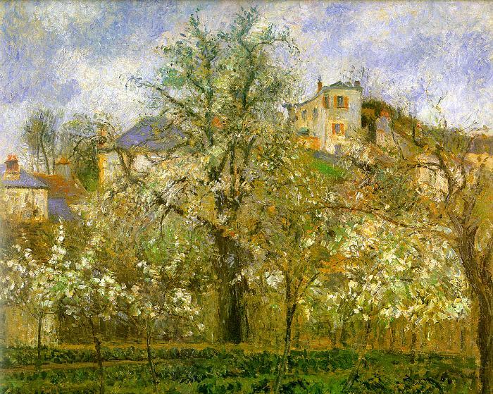 Camille Pissaro Kitchen Garden with Trees in Flower, Pontoise Sweden oil painting art